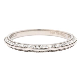 Gabriel & Co .20ctw Diamond Knife Edge Band, 14k White Gold, Ring Size 5 For Sale