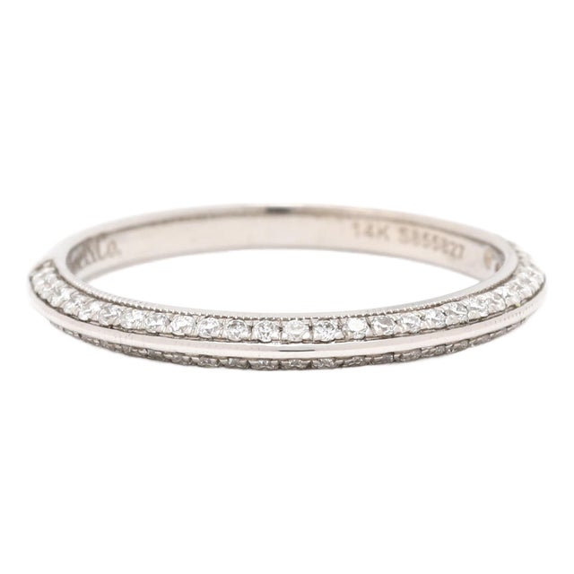 Gabriel & Co .20ctw Diamond Knife Edge Band, 14k White Gold, Ring Size 5 For Sale