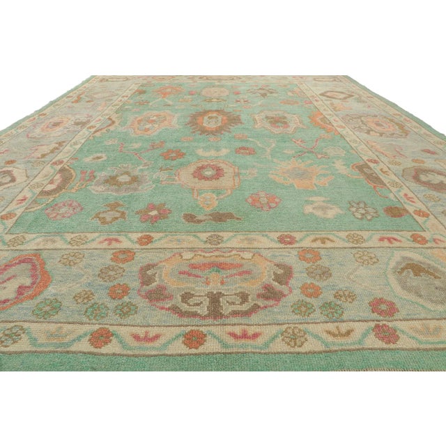 Green Oushak Turkish Rug, 09'11 X 13'08 For Sale - Image 4 of 9