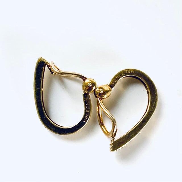 Cartier Vintage 18 Karat Yellow Gold Diamond 0.90 Inch Hoop Earrings For Sale In New York - Image 6 of 8