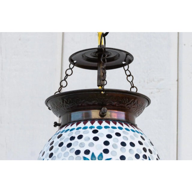 Small Geometric Floral Hanging Lantern For Sale In Los Angeles - Image 6 of 9