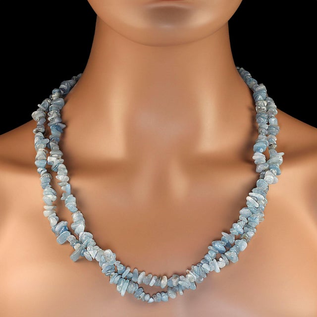 29-Inch Two-Strand Aquamarine Eternity Necklace – Polished Aquamarine Chips in Light to Dark Blue Discover timeless beauty...