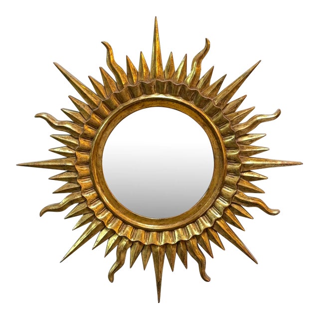 Nancy Corzine Sunray Golden Starburst Wall Mirror For Sale