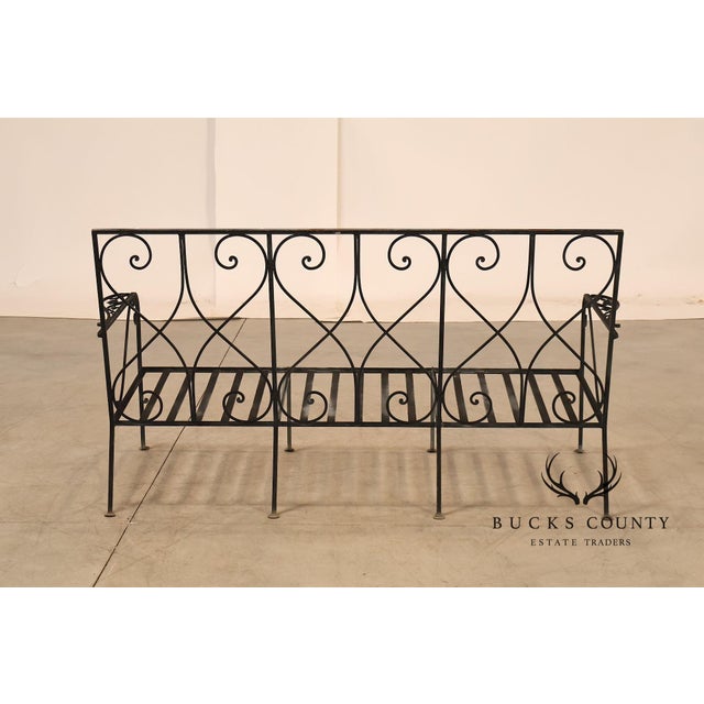 Metal Vintage Wrought Iron Scrollwork Garden Bench For Sale - Image 7 of 18