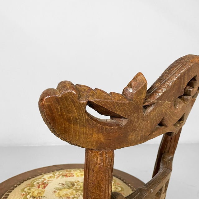 Italian 19th Century Style Chair in Wood and Embroidered Fabric, 1930s For Sale - Image 12 of 18