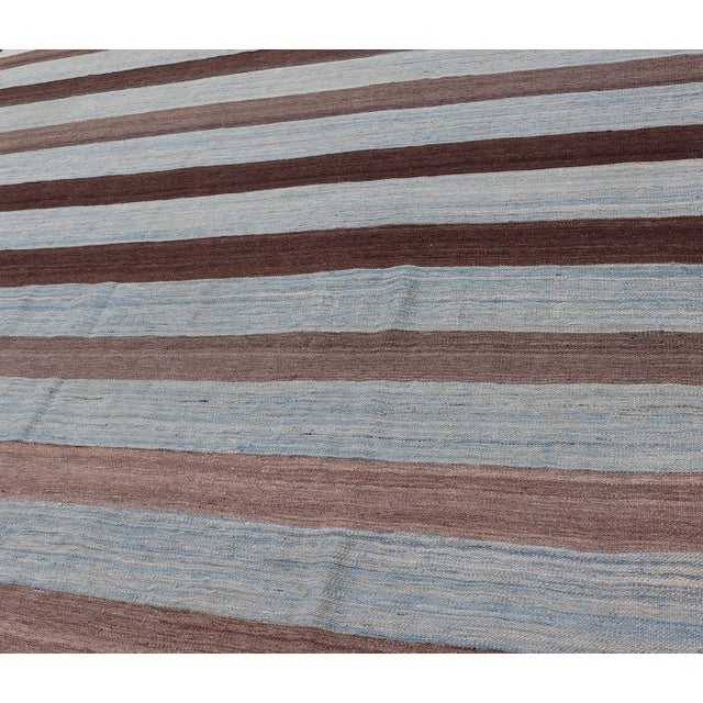 Modern Hand Woven Kilim Rug by Keivan Woven Arts, Striped Design, 8'6 X 12'6 For Sale - Image 4 of 13