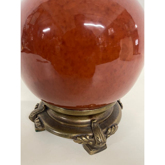 Vintage Oxblood Red Ceramic Table Lamp For Sale - Image 9 of 13