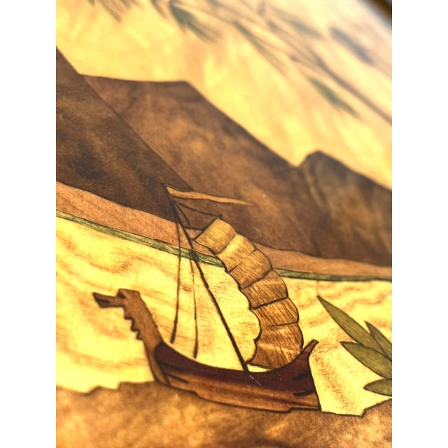 Asian Round Inlaid Turntable with Rural Scenes, 1960s For Sale - Image 13 of 14