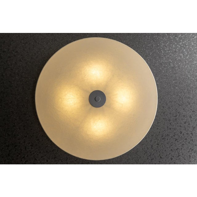 Ivory Large Mid-Century Modern Round White Cocoon Flush Mount from Goldkant Leuchten, 1960s For Sale - Image 8 of 18