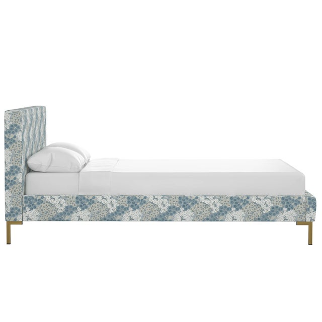 Transitional Norah Platform Bed in Blue Loiret, Full/Double For Sale - Image 3 of 6