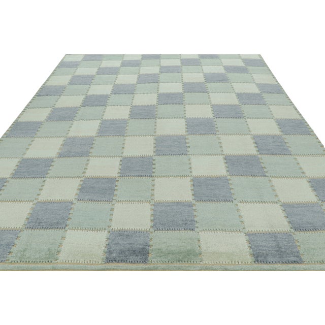 Rug & Kilim Rug & Kilim’s Scandinavian Style Rug With Geometric Patterns in Blue Tones For Sale - Image 4 of 8