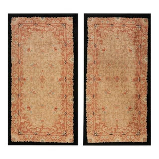 1920s Pair of Chinese Beige Hand Knotted Art Deco Carpets by Fette-Li Workshop Rug 4'x7'10" Carpet For Sale