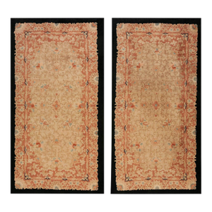 1920s Pair of Chinese Beige Hand Knotted Art Deco Carpets by Fette-Li Workshop Rug 4'x7'10" Carpet