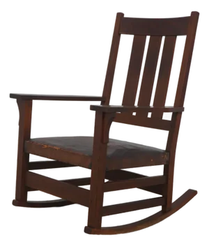 Stickley Antique Mission Style Oak Leather Seat Rocking Chair
