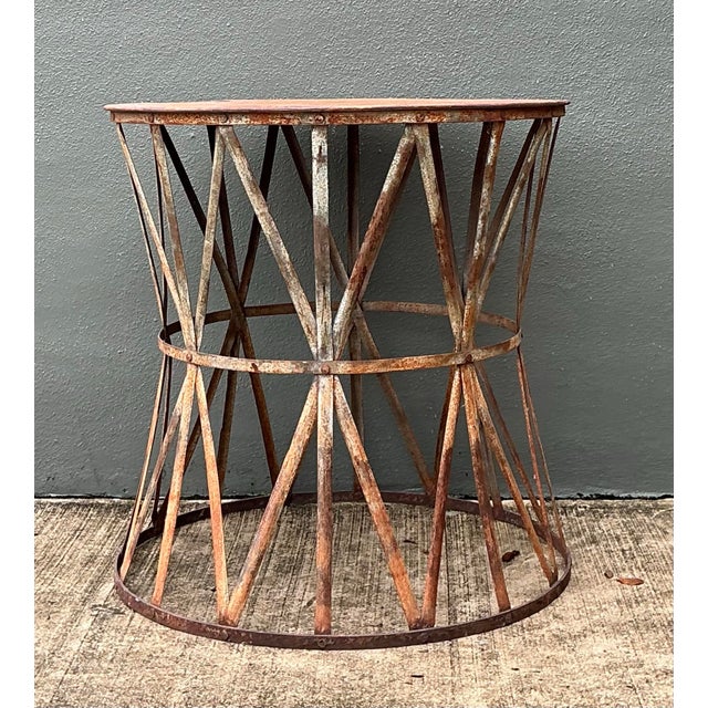 Vintage Patinated Metal Table Pedestal For Sale - Image 11 of 12