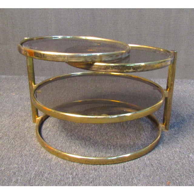 Mid-Century Modern Adjustable Brass Hoop Table | Chairish