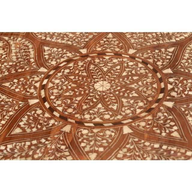 1960s Fine 36" Dm Floral Inday Center Table For Sale - Image 5 of 12