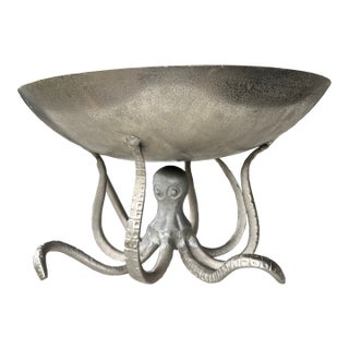 Vintage Silver Octopus Pedestal Serving Bowl For Sale