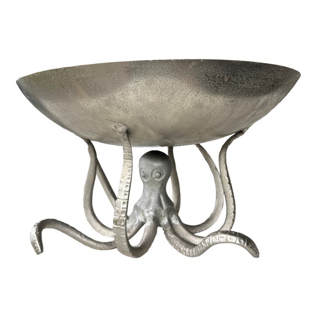 Vintage Silver Octopus Pedestal Serving Bowl For Sale