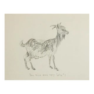 Vintage Early 20th Century Drawing of Mama Goat For Sale