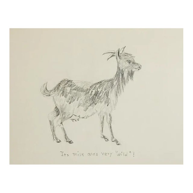 Vintage Early 20th Century Drawing of Mama Goat For Sale