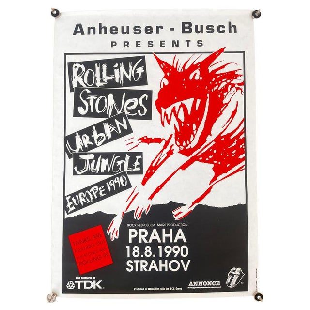 1990s Rolling Stones Prague Concert Poster, 1990 For Sale - Image 5 of 5