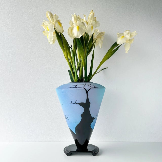 Blue Postmodern Lynne Rachel Goldstein Lightening Glazed Vase For Sale - Image 8 of 12