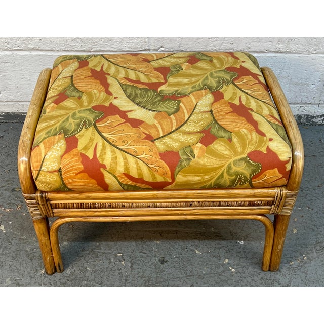 Vintage Ficks Reed Style Rattan Lounge Chair and Ottoman For Sale - Image 13 of 15