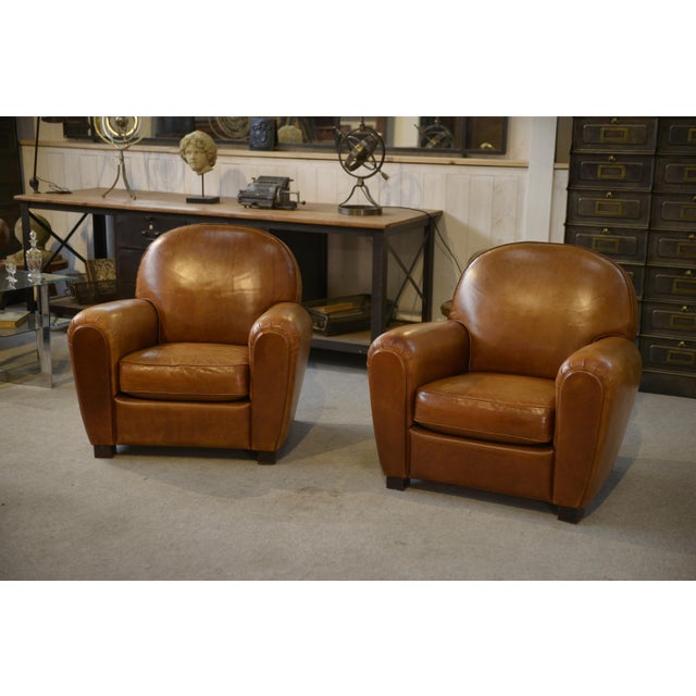 Vintage Leather Club Chairs, 2000s, Set of 2 For Sale - Image 14 of 14