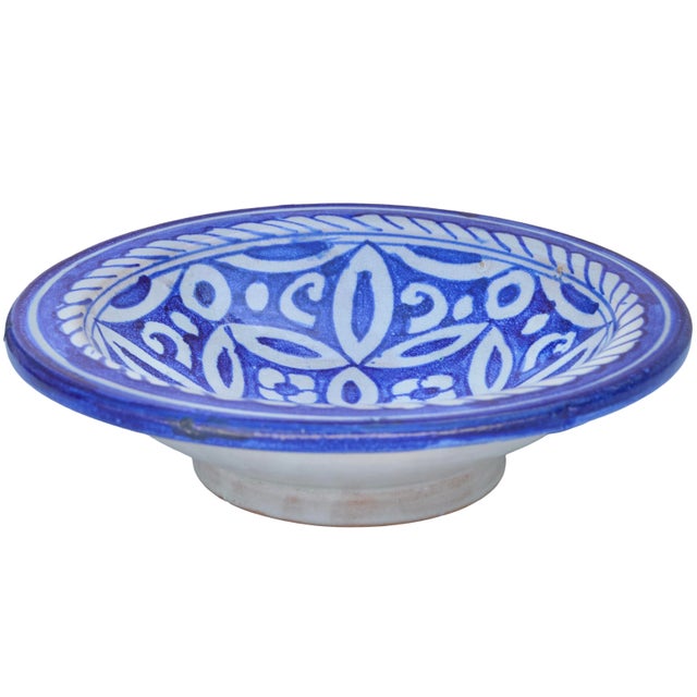 Ceramic Mid 20th Century Handmade Blue Moorish-Patterned Ceramic-Art Decorative Plate For Sale - Image 7 of 9