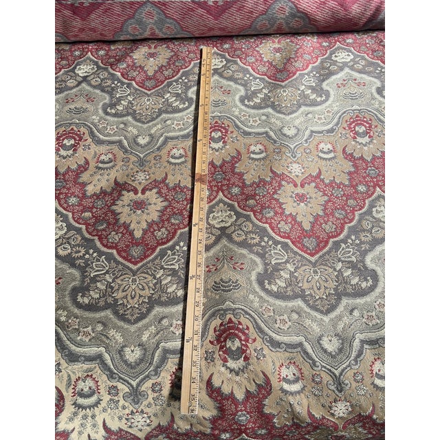Yard Robert Allen Grainnes Charm Tapestry Upholstery Fabric Red Umber 9 Available For Sale - Image 11 of 11