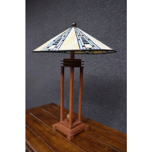 Arts & Crafts Arts & Crafts Style Slag Glass Table Lamp For Sale - Image 3 of 9