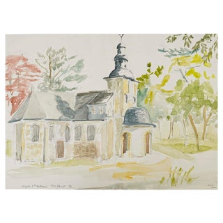 Evelyne Luez, Composition, 20th Century, Watercolour on Paper For Sale