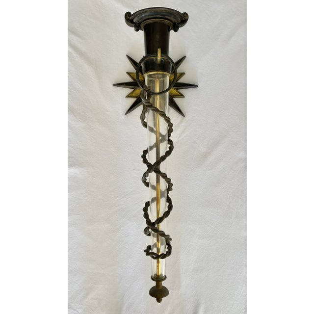 Large 1950s Torchiere Wall Lamp in Iron and Bronze in the Gilbert Poillerat Style For Sale - Image 9 of 13