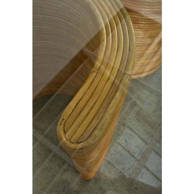 Midcentury Italian Organic Modern Rattan Pedestal Dining Table For Sale - Image 9 of 13