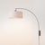 Mid-Century Modern Span Wall Mounted Arc Lamp, Modern Black Nickel Steel, White Fabric Drum Shade, Dimmable, Foot Dimmer For Sale - Image 3 of 5