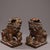 Chinese Pair of Vintage Chinese Bronze Foo Dogs - Mud-Gold & Cinnabar Guardian Lions For Sale - Image 3 of 9