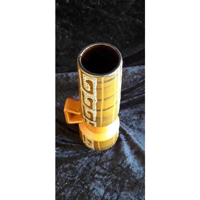 Vintage German Contura Series Ceramic Vase in Orange-Braun from Bay-Keramik, 1970s For Sale - Image 4 of 7