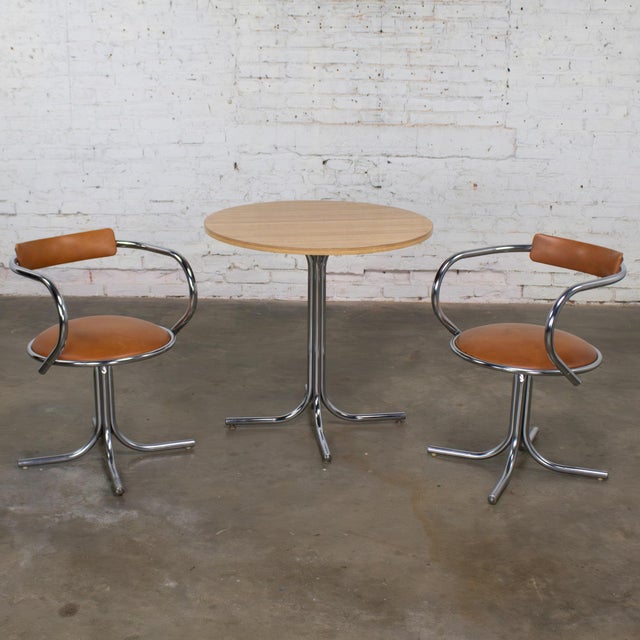 Mid to Late 20th Century Art Deco Streamline Moderne Dining Set With Round Table & 2 Chairs by Sutton Bridge For Sale - Image 6 of 18