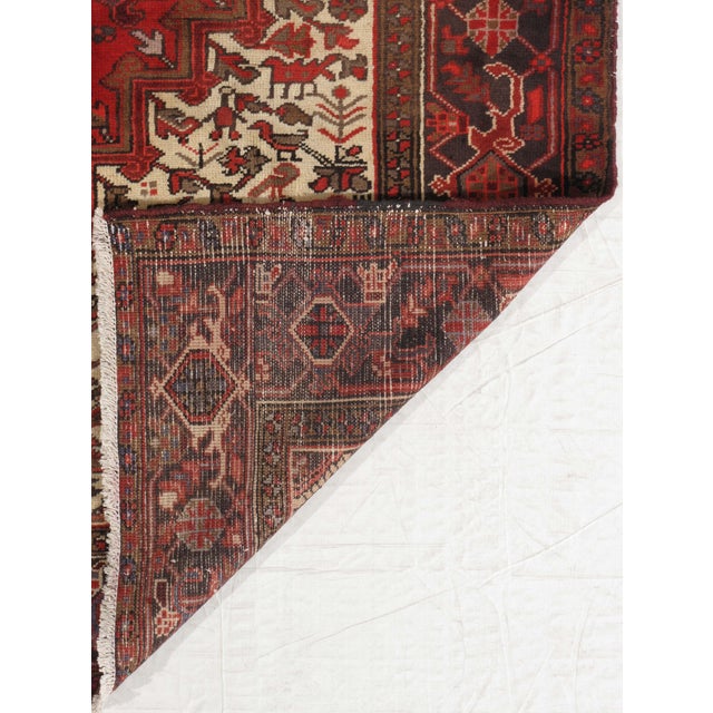 1980s Vintage Hand-Knotted Persian Heriz Rug 8'0" X 10'10" For Sale - Image 5 of 6