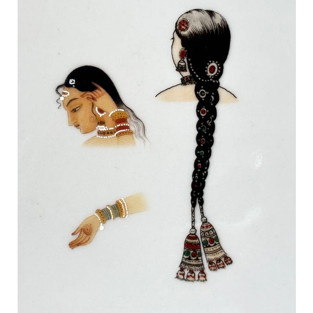Jaipur Style French Porcelain Vide-Poche or Ashtray With Indian Miniature Portrait For Sale - Image 11 of 17
