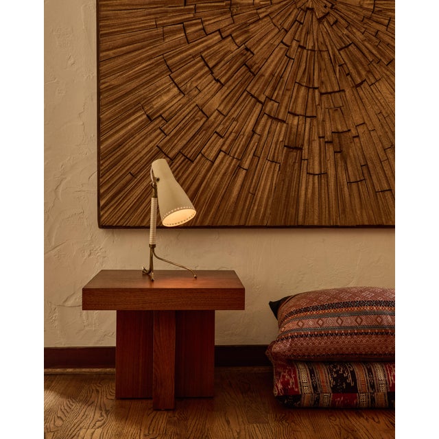 1950s Hans Bergström Model E1271 Perforated Metal & Brass Table Lamp for ASEA. Executed in painted perforated metal shade...