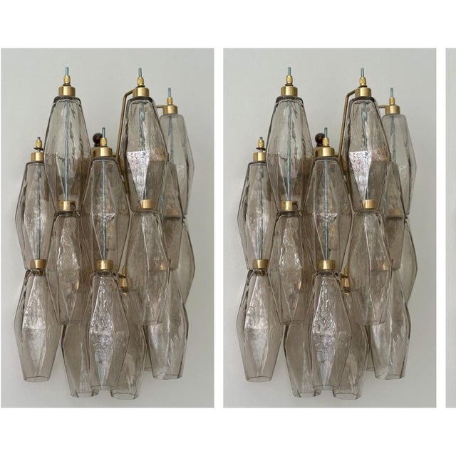 Beige Wall Lamps with Handmade Beige Murano Glass Prisms, Set of 2 For Sale - Image 8 of 8