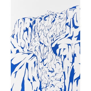 Max Kremer "Waterfall II" Contemporary Blue & White Abstract Mountain Landscape Painting, 2023 For Sale