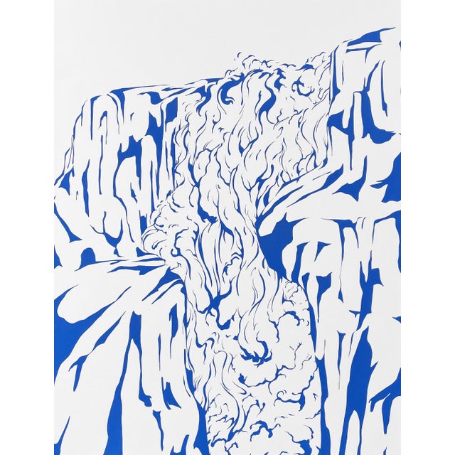 Max Kremer "Waterfall II" Contemporary Blue & White Abstract Mountain Landscape Painting, 2023 For Sale