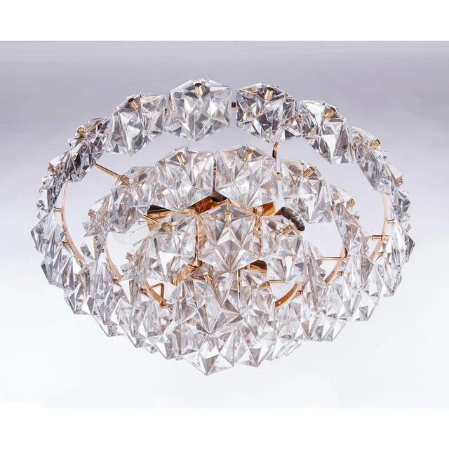 Hollywood Regency Flush Mount in Crystal and Gilt Brass from Kinkeldey, Germany, 1970s For Sale - Image 3 of 11