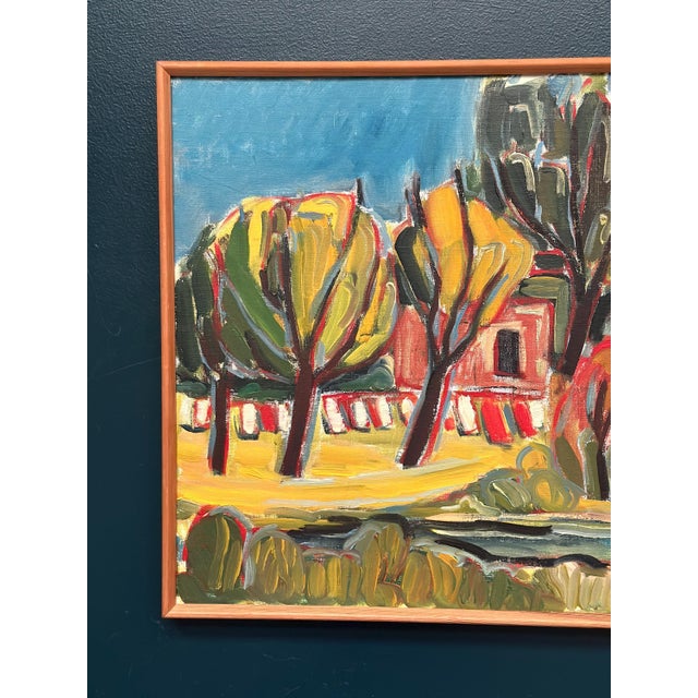 Mid-Century Modern Unknown, Behind the Trees, 1950s, Oil on Canvas, Framed For Sale - Image 3 of 18