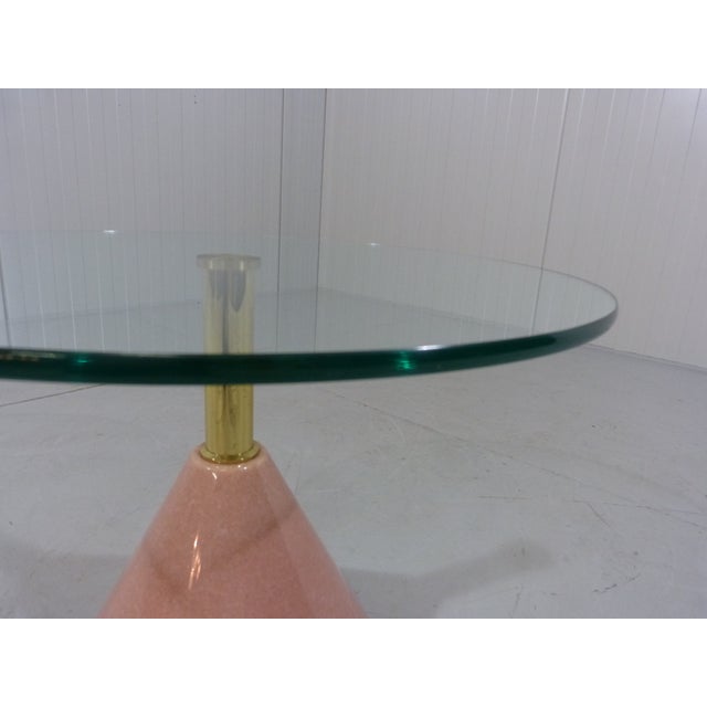 Gold Pink Natural Stone & Glass Side Table, Italy, 1980s For Sale - Image 8 of 17