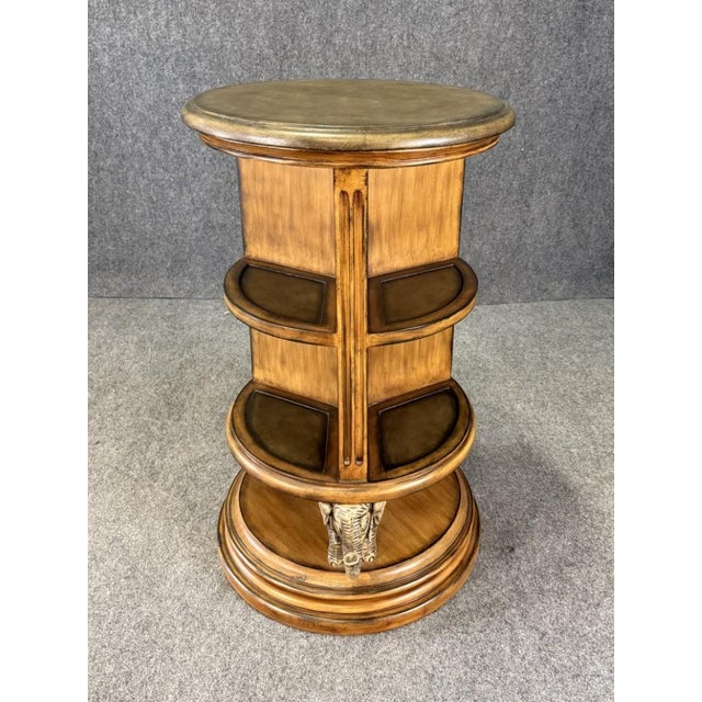 African Late 20th Century Elephant-Themed Rotating Library Table For Sale - Image 3 of 8