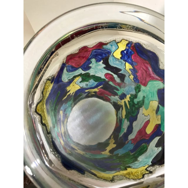 Monique Nichols One-of-a-Kind Hand-Painted Art Glass Sculpture Vase, Signed & Dated 1998 For Sale - Image 9 of 12